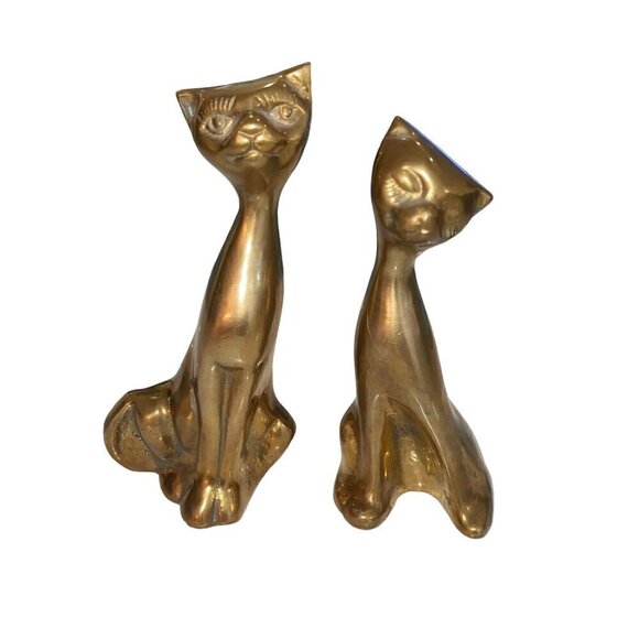 Unbranded Other - Vintage Mid Century Modern Stylized Cats Pair Size 6 Brass Taiwan